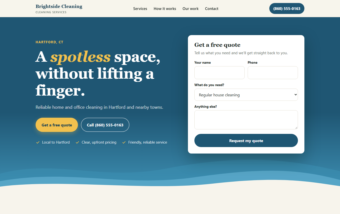 Cleaning company website design