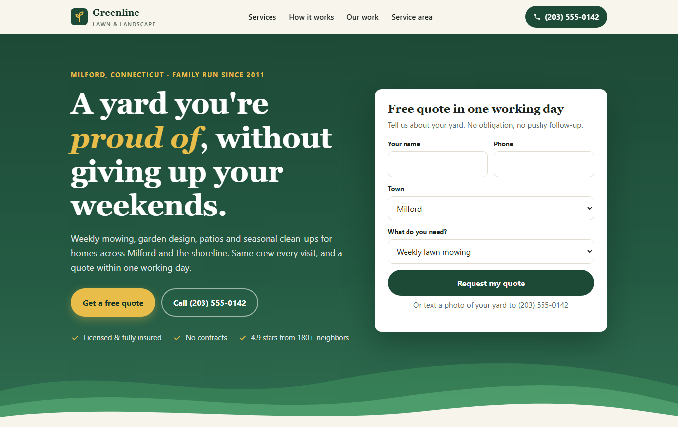 Landscaping website design